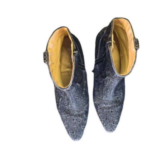 Betsey Johnson Black Ankle Booties with Glass Gems Size 7.5 - Picture 2 of 7